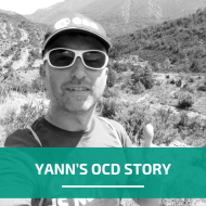 Black and white photo of the author with description "Yann's OCD Story"
